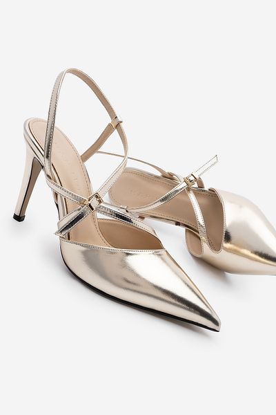 Marjin Tivo Gold - Pantofi cu toc cu curea stiletto pentru femei