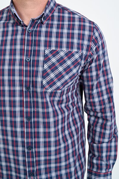 Kenvelo Men's shirt with small check pattern and pocket