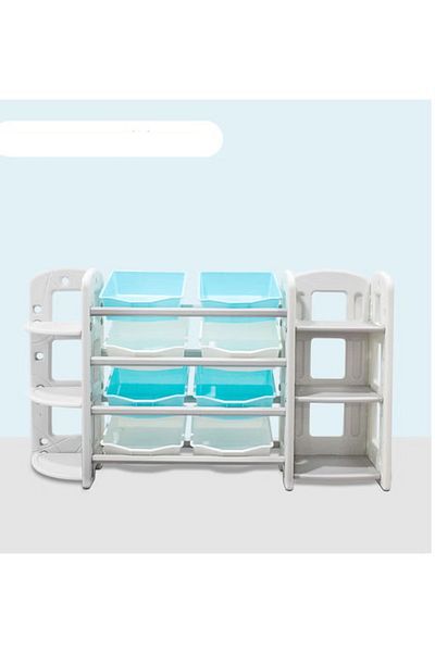 FULLJOY Toy Organizer 8 Storage Bins with 2 Corner Shelves 6 Tier, Grey