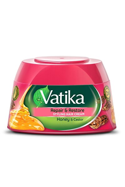 Vatika كريم تصفيف الشعر لإصلاح واستعادة الشعر بالعسل والخروع 210 مل