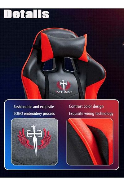 COOYA PC Office Gaming Chair Seat, With Sliding wheels, Lumbar Support and Headrest, for Home, Red