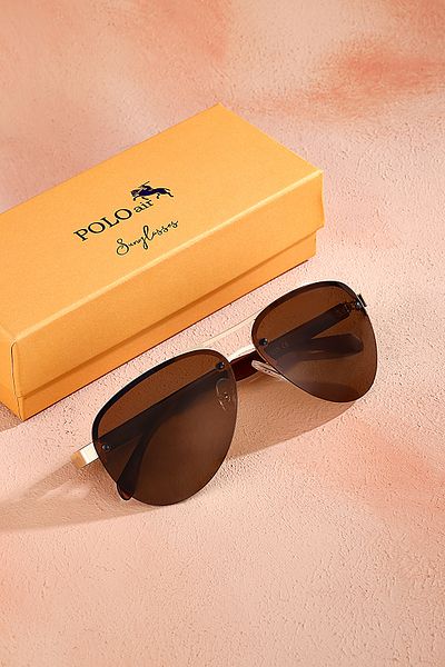 Polo Air Plg-2096C2 Men's Sunglasses Polarized Lightweight Metal Frame Color Brown