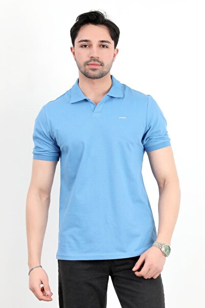 JB John Borners Мъжка памучна тениска с поло яка, синя - 25Y 2141