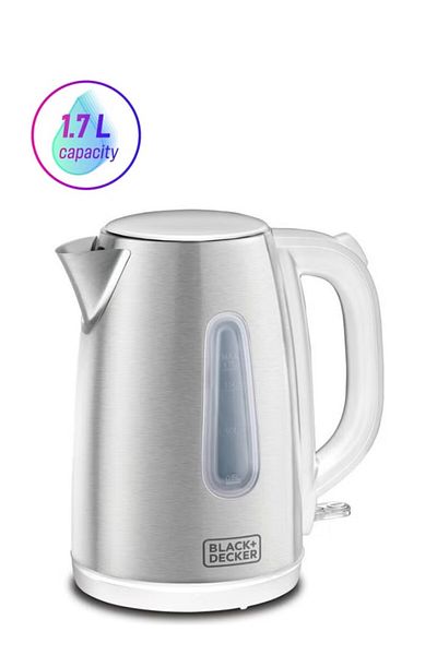 Black&Decker Cordless 2200w Electric Kettle, 1.7l Stainless Steel, Level Indicator & Removable Filter - Jc454-b5