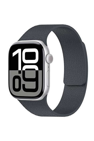 BUTAM BİLİŞİM ساعة 44 ملم KRD-136 حزام سيليكون منقوش - رمادي