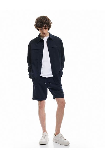 Koton Bermuda Pique Fabric Pleated Waist Lace up Shorts