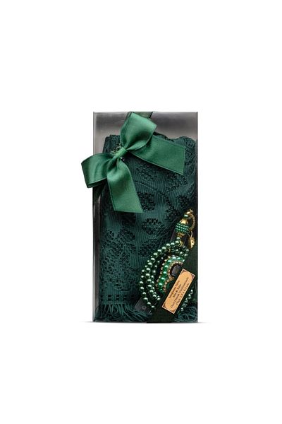 Hayrat Neşriyat Σετ δώρου Tasbih + Ruched Shawl + Remembrance (Κουτί Kraft Acetate, Πράσινο)