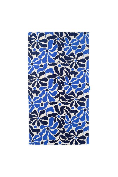 IKEA Gulyxne Beach Towel Blue Floral 100x180 Cm – Soft, Fast-drying 100% Cotton Velour