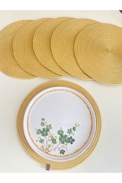 ELÇİÇEK HOME Placemat Set, American Service (2 Pcs) Gold