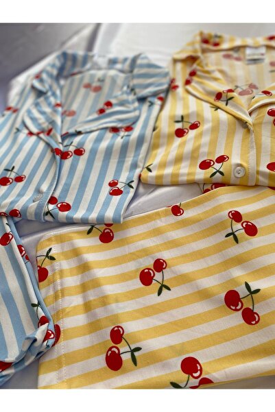 DCY DREAM Milan Fabric Cherry Patterned Buttoned Pajama Set