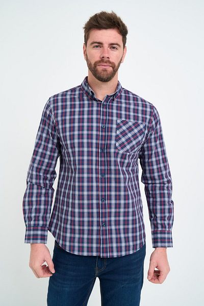 Kenvelo Men's shirt with small check pattern and pocket