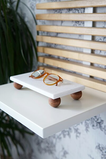 EVLE Beyaz Mermer Dikdörtgen Sunum Tabağı 20x10 cm | Takılık & Dekoratif Stand