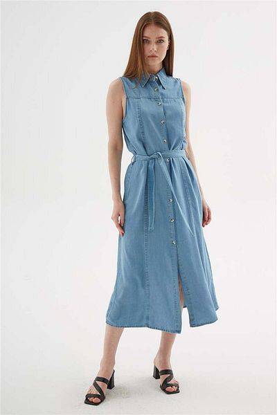Fashion Friends Rochie cămașă din denim albastru
