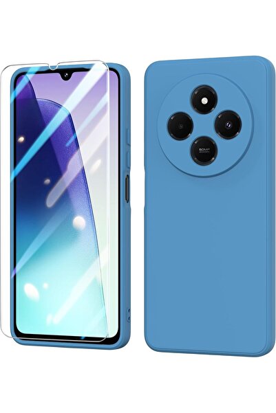 AWH Redmi 14C 4G مع واقي شاشة واحد، جراب سيليكون رفيع لهاتف Xiaomi Redmi 14C 4G (6.88 بوصة) - أزرق