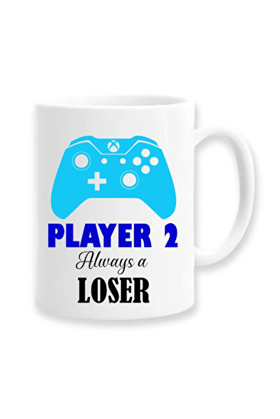 OEM Cană albă personalizată „jucătorul 2, mereu un pierzător”, Inovatix®. 330 ml