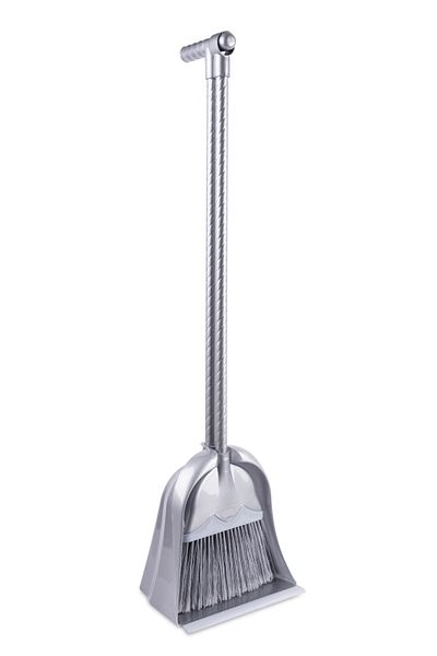 Flosoft Mega Chamber Vacuum Cleaner Dustpan, Screwed Handle Rubber Tipped Large Chamber Vacuum Cleaner Dustpan Gray