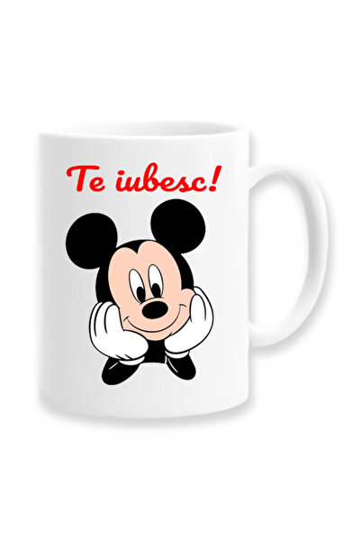 OEM Cană albă personalizată cu textul „Te iubesc”, model Mickey Mouse, Inovat...