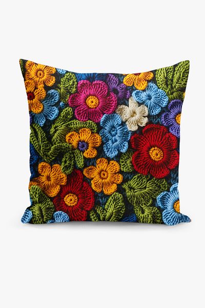 Filamente A Pair of Sided Digital Printing Throw Pillow Cover with Numbers and Knitted Motif