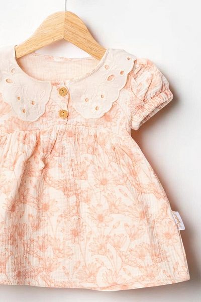 minuma Baby Girl Collared Buttoned Floral Patterned Dress 6-24 Months