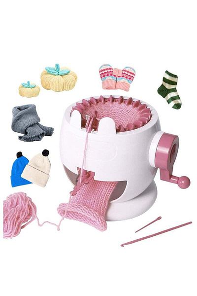 COOYA Children's DIY knitting machine set toys, 22 needles, 2 modes, safe and durable, easy to use, pink