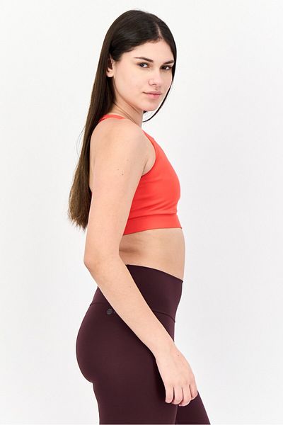 adidas Women Brand Logo Padded Ultimate Medium Support Sports Bra, Red