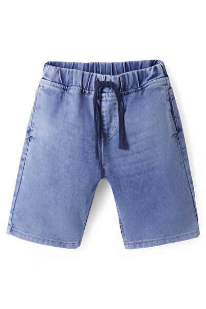 Pine kids شورت باين كيدز منسوج بطول الركبة بلون واحد - أزرق فاتح
