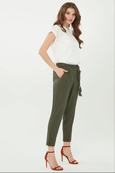 Desen Triko Carrot Long Combed Cotton Women's Fabric Trousers 22722-2Y2