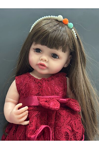 happystoretr Gerçekçi bebek yeni doğmuş emaye bebek 55 cm simüle kız benek için elbiseli yumuşak silikon bebek