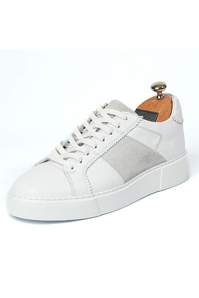 TETRİ Rossini Model Men's White Genuine Leather Sneaker - Handmade