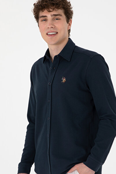 U.S. Polo Assn. Чоловіча темно-синя в'язана сорочка 50300402-VR033