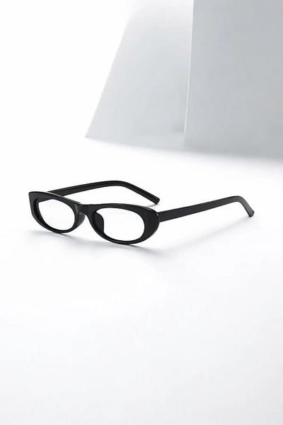 Eyesofia Laurent Slim Thin Uv400 Filtered Black Frame Transparent Glass Glasses