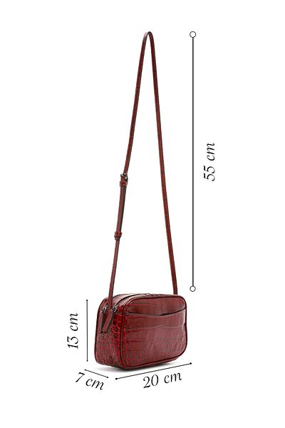 Derimod Women's Burgundy Printed Mini Crossbody Bag 24Wbd2306E3