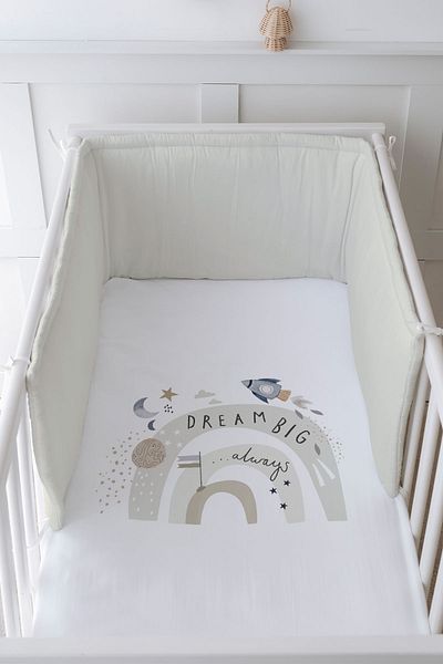 Tuğba Kuğu Baby Bedside Protector and Printed Sheet Sleeping Set - Royal Series - Space Dream