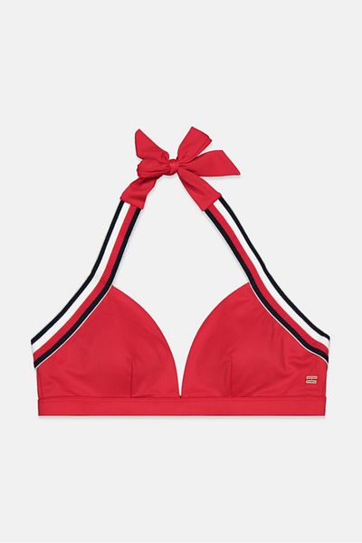 Tommy Hilfiger Women Padded Plain Bikini Top, Red