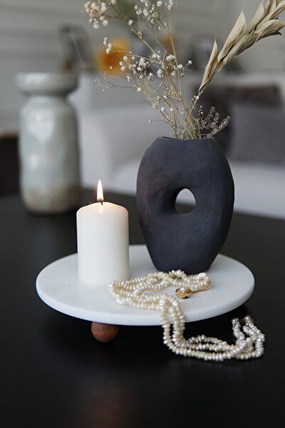 EVLE Sunumluk - Beyaz Mermer, Sunum Tabağı - 25 Cm