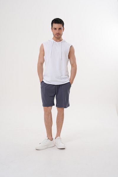 ACTIVE MODA -Men's Smoke Color Sports Athlete- Shorts Suit 2-Piece Cotton Fabric Large Size
