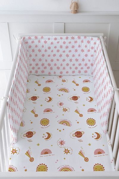 Tuğba Kuğu Baby Bedside Protector and Printed Sheet Sleeping Set - Iconic Series - Boho Galaxy