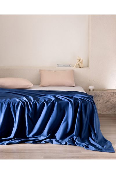 Madame Coco Παπλωματοθήκη Ciel Double 100% Cotton Satin - Navy Blue