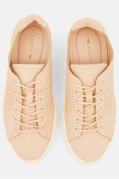Lacoste Women Brand Logo Lace Up Sneaker Shoes, Off-white