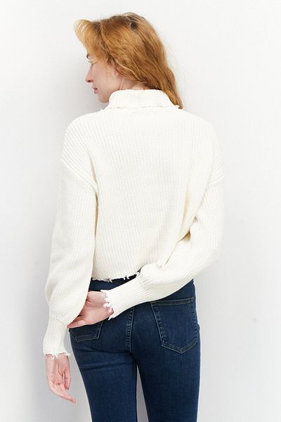 525 America Women Mock Neck Long Sleeve Textured Sweater, Off White