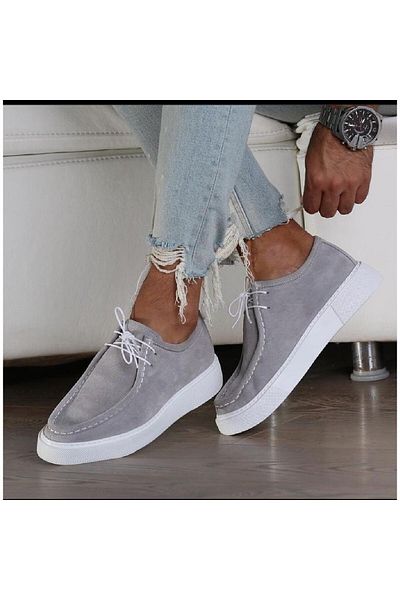 TETRİ Alviso Longo Model Genuine Leather Men's Gray Casual Shoes