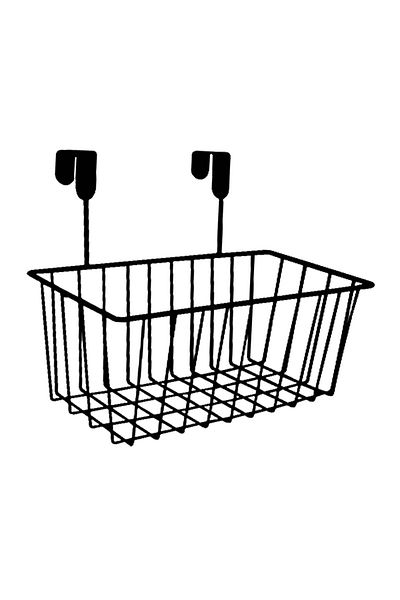 Generic Metal Multipurpose Cabinet Door Organizer Hanging Storage Basket Rack Holder for Cabinets - Black