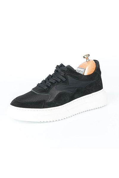 TETRİ Men's Black Sneakers - Guernica Model, Genuine Leather, Handmade