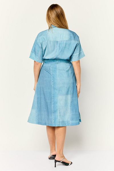 Esprit Women Washed Belted Midi Dress, Blue
