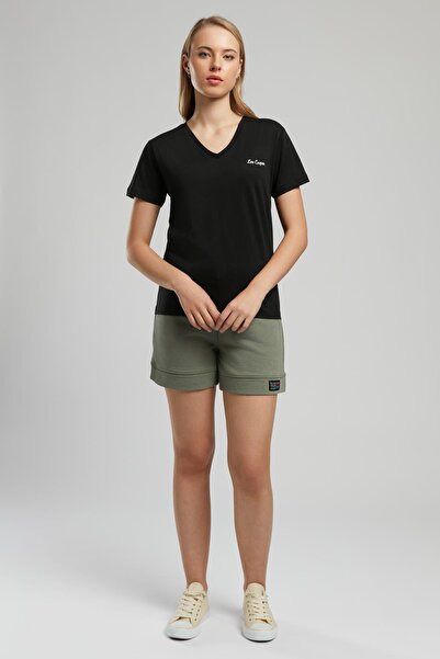 Lee Cooper Sade Women's 100% Cotton V-Neck T-Shirt Black