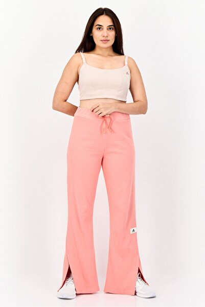 adidas Women Slim Fit Drawstring Outdoor Flared Leg Sweatpants, Coral