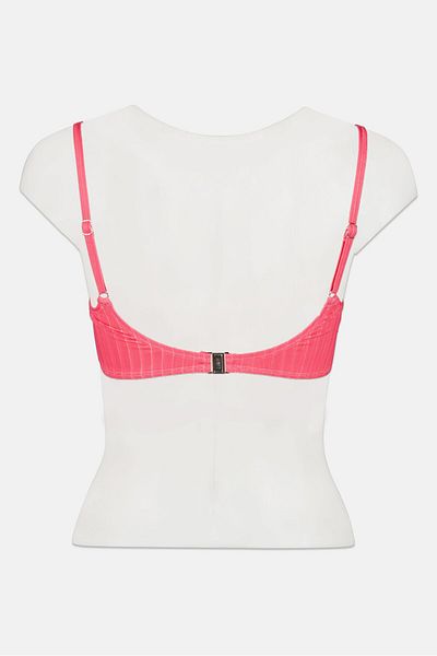 Misfit Women Textured Non Padded Underwired Bikini Top, Dark Pink