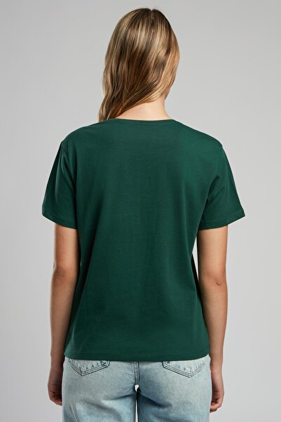 Lee Cooper Green Women's 100% Cotton O-Neck T-Shirt Emerald