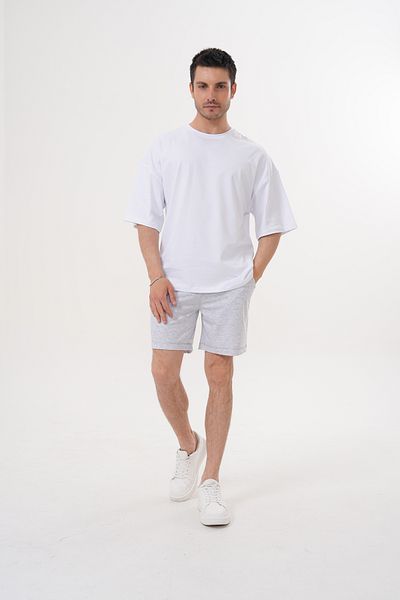 ACTIVE MODA -Men's Short Sleeve Gray Color Tshirt- Shorts Set 2-Piece Cotton Fabric Large Size