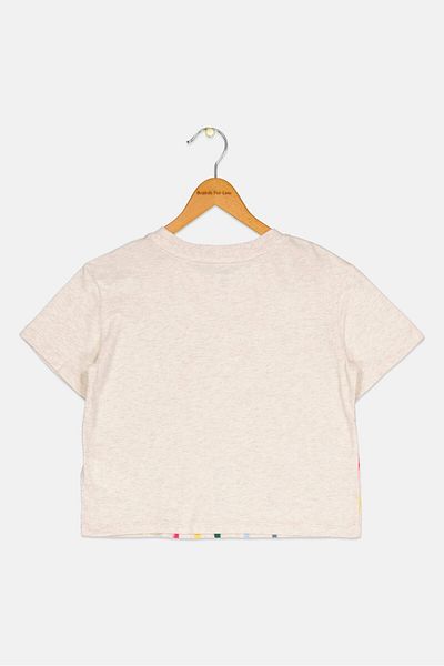 GAP Kids Girl Graphic Print Top, Heather Cream